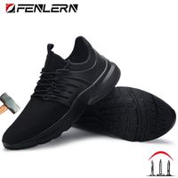Chaussures de sécurité imperméables Fenlern Slip Slip sur des bottes de baskets de travail à bout en acier léger