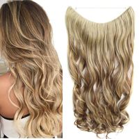 Synthetic Wigs No Clip Glue Invisible Halo Hair 24inch Long ...