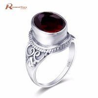 Bulgaria Real 925 Sterling Silver Rings Garnet Stone For Women Ladies Amazing Wedding Rings Fashion Female Jewelry Accessories