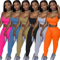 Sexy Tank Top 2 Piece Set Tracksuits Women Summer Clothes Outfits Sleeveless T-shirt Tees Sportswear Jogging Sportsuit K8680