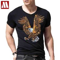 Moda Streetwear Adam Falcon Giyim Hayvan Kartal 3D Rhinestone T-Shirt Yaz Rahat Erkekler Şahin T Shirt Erkek Kısa Kollu W220221 Tops