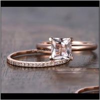 Drop Delivery 2021 Choucong Princess Cut Ring Set Rose Gold ...