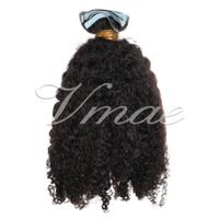 Göndermeye Hazır Tam kütikül hizalanmış yumuşak vrigin önceden bağlı doğal renkli saç parçaları 2.5g cilt atkı 50g Afro Kinky Kıvırcık Tutkal Bant İnsan saçı uzantılar