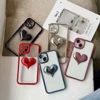 Luxury Electroplated Phone Cases Cute Clear Silicone Soft Heart Shaped 3D Love Heart Case For iPhone 11 12 13 Pro Max X XR XS Cell Back Cover