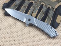 Top Quality Flipper folding knife D2 Stone Wash Drop Point B...