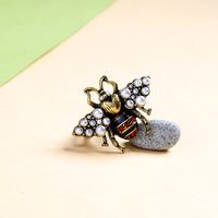 New Fashion Women Earrings Gold Plated Rhinestone Insect Bee Earrings Brooches Rings for Girls Women Lovely Birthday Gift