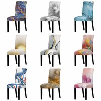 Colorful Marble Chair Seat Cover Home Table Dinner Back Cove...