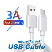 Micro USB Tipo C Cables de carga Alta velocidad 0.25m 1m 1,5 M Cable de cargador de sincronización de datos para teléfono inteligente