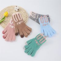 Cinq doigts gants dessin animé chaleur tactile écran vélo mitaines tricotées femmes hommes hiver étudiant mignon
