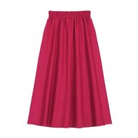 Kjolar sommar kvinnor kjol hög midja bomull linne avslappnad pläterad elastisk solid mitten lång röd marinblå a-line