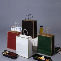 Storage Bags 10pcs Gift Boxes Festival Party Packaging Kraft Paper Bag Clothes Shoes Present Wrapping Tote Case Items 21x15x8cm
