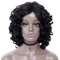 Perruques synthétiques Gres Femmes Wavy Cheveux Short Couleur Noir Couleur Perruque Haute Température Fête Faux Perruque Afro pour Dame
