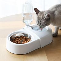 Cuencos de gatos Alimentadores Perros Gatos Cuenco Alimentos Fuentes de consumo de alimentos con salida de agua automática Anti-volcado de plástico Accesorios para mascotas