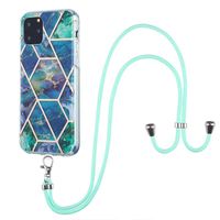 IMD-Marmor-Telefon-Fälle für iPhone 11 Luxus Bling Lanyard Crossbody-Design Glitter TPU-Gummi-Sparkly glänzend schützende Anti-Slip-XR-Abdeckung