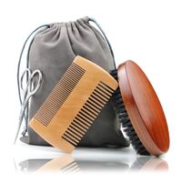 4 pcs Beard Brush Set para homens dupla face pente scissor com kit de sacos de armazenamento kit masculino facial barbear ferramenta ferramenta escovas de cabelo