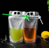 500ml 17oz Clear Drink Pouches Bags frosted Zipper Stand- up ...