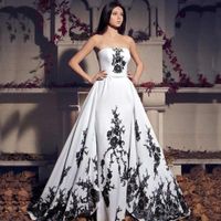 Weiße und schwarze Hülle Brautkleider mit abnehmbarem Rock Elegante Applique trägerlosen Satin Lange Brautkleider 2019 Neue Maßgeschneiderte W801