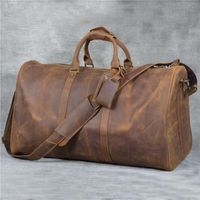 Мужская подлинная кожа 60 см туристическая сумка с большой емкостью.