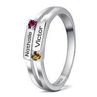 Wedding Rings Amxiu Romantic Customized Two Names 925 Sterling Silver With Personalized Birthstone Lovers Mother&#039;s Surprise Gift
