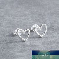 Moda 925 Ayar Gümüş Takı Piercing Kalp Şekli Charm Saplama Küpe Kadınlar Için Pendientes EH650