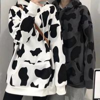 Harajuku Stijl Mode Designer Mens Hoodies Sweatshirts Koe Zwart Wit Afdrukken Streetwear Trui Losse Liefhebbers Luxe Hoge Kwaliteit Mannen Tops Kleding Jassen