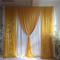 Luxushochzeit bckdrop vorhang 3m h x3mw weißen Vorhang mit goldener Eis Seide Paillette drapieren hintergrund hochzeit dekoration
