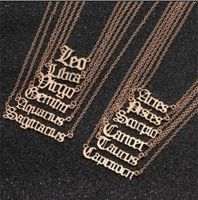 Palabras clave en la constelación del collar del zodiaco de la letra dorada personalizada de los collares de acero inoxidable personalizado antiguo de la joyería de cumpleaños Regalos de la joyería