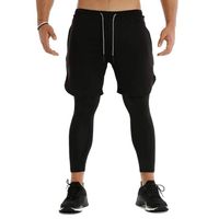Hombres 2 en 1 Pantalones cortos para correr Jogging Gym Fitness Baloncesto Entrenamiento de secado rápido Leggings con bolsillos Pantalones para hombres