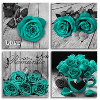 Green Rose Canvas Wall Art Flower Print Black and White Paintings for Bedroom Bathroom Couple Love Women Valentines Gift Home Decor