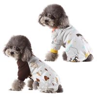 Dog Apparel Striped Pajamas Jumpsuit Tracksuit Pet Couple We...