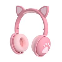 Cosplay Kedi Kulak Bluetooth Kulaklıklar Kablosuz Yanıp Sönen LED Kulaklık Stereo Müzik Dizüstü Bilgisayar için Katlanabilir Kulaklıklar