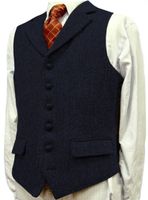 Gilets pour hommes Tweed Herringbone Gilet Business Notched Vapel Casual Homme Tuxedo