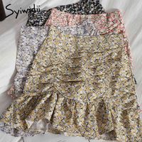 Syiwidii Floral Print High Waist Mini Skirts Women Zipper A-Line Summer Clothes Korean Fashion Blue Pink Boho Mermaid Skirt 210417