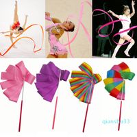4m colorato palestra nastri danza nastro ritmico arte ginnastica balletto ballerina filatore twirling rod bastone per allenamento palestra professionale 4 metri