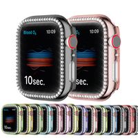 Luxe Bling Cristal Diamond Plein couverture Coques de protection Jelly Candy Couleur PC PC PC pour Apple Watch Iwatch Series 6 5 4 3 2 44mm 42mm 40mm 38mm 38mm