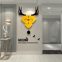Relojes de pared creatividad de ciervos silencio reloj de cuarzo nórdico acrílico simplicidad dorada grande digital duvar saati decoración del hogar ek50wc