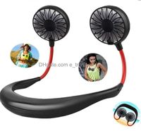 Portable Neck Sports Fan Hands Free Lazy USB Charging Rechargeable Dual Air Cooling Wearable Neckband 3 Level Flow Hanging Party Favor