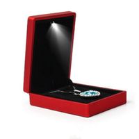 Joyería de luz LED caja de regalo Caja colgante Caja de embalaje Cajas de embalaje para anillo Pendiente Collar Paño de terciopelo Compromiso de boda Organizador de joyería personalizado LOGO JB-02