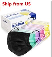 USA in Stock Black Blue Pink Disposable Face Mask 3-Layer Protection with Earloop Mouth Sanitary Outdoor Masks Ship from FBA