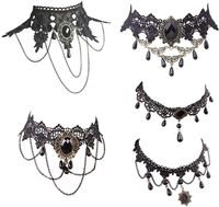 Chokers Halloween Elegant Sexy Women Girl Retro Gothic Style Necklace Black Lace Neck Chain Collar Choker Victorian Steampunk Jewelry