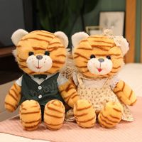 Encantador tigre tigre peluche juguetes encantador tigre almohada vestido tigre muñecas rellenas suave para niños niñas cumpleaños regalo de tarjeta del día de San Valentín