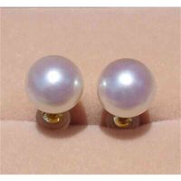 Real Natural 9-10mm Big Super Large Akoya Sea Pearl Earrings Ear Studs Earring Gloss Bag Mail Mother Specia