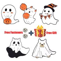 Pins, Brooches Cute Flying Ghost Enamel Pins Pumpkin Goth Brooch Happy Halloween Badge Bag Cartoon Jewelry Gift For Kids Friends Free Fasten