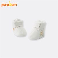 Purebro Born Fleece Baby Shoes Hookloop Socks Softs Solid Warmots Botines Winter First First Walkers 0-12 Meses 220301