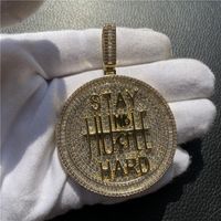 Кулон Ожерелья хип-хоп замороженные круглая форма алмазное ожерелье письмо насыщенное твердое золото посеребренные мужские брюшные ювелирные изделия подарок