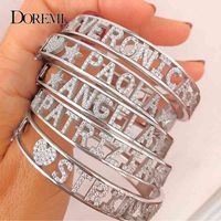 Doremi zircon bangles stängd personlighet smycken namn nummer bokstäver anpassade armband bangle kvinnor