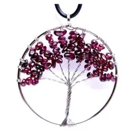 Natürlicher Granat-Kristallbaum der Weisheit gewebt Anhänger Halskette Chakra-Kette