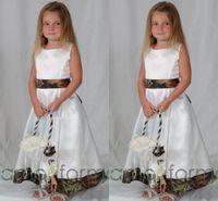 Ankle lenght Camo Flower Girls Dresses For wedding Stain Crew A Line Cute Pageants Gowns for Girls 2016