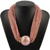 Hängsmycke Halsband Florosy Big Bead Ball Silk Rope Chain Imitation Pearl Insats Halsband för Kronor Crystal Collar Choker Smycken
