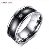 Big Vintage Silver Color Black Crystal Ring For Women Men Fa...